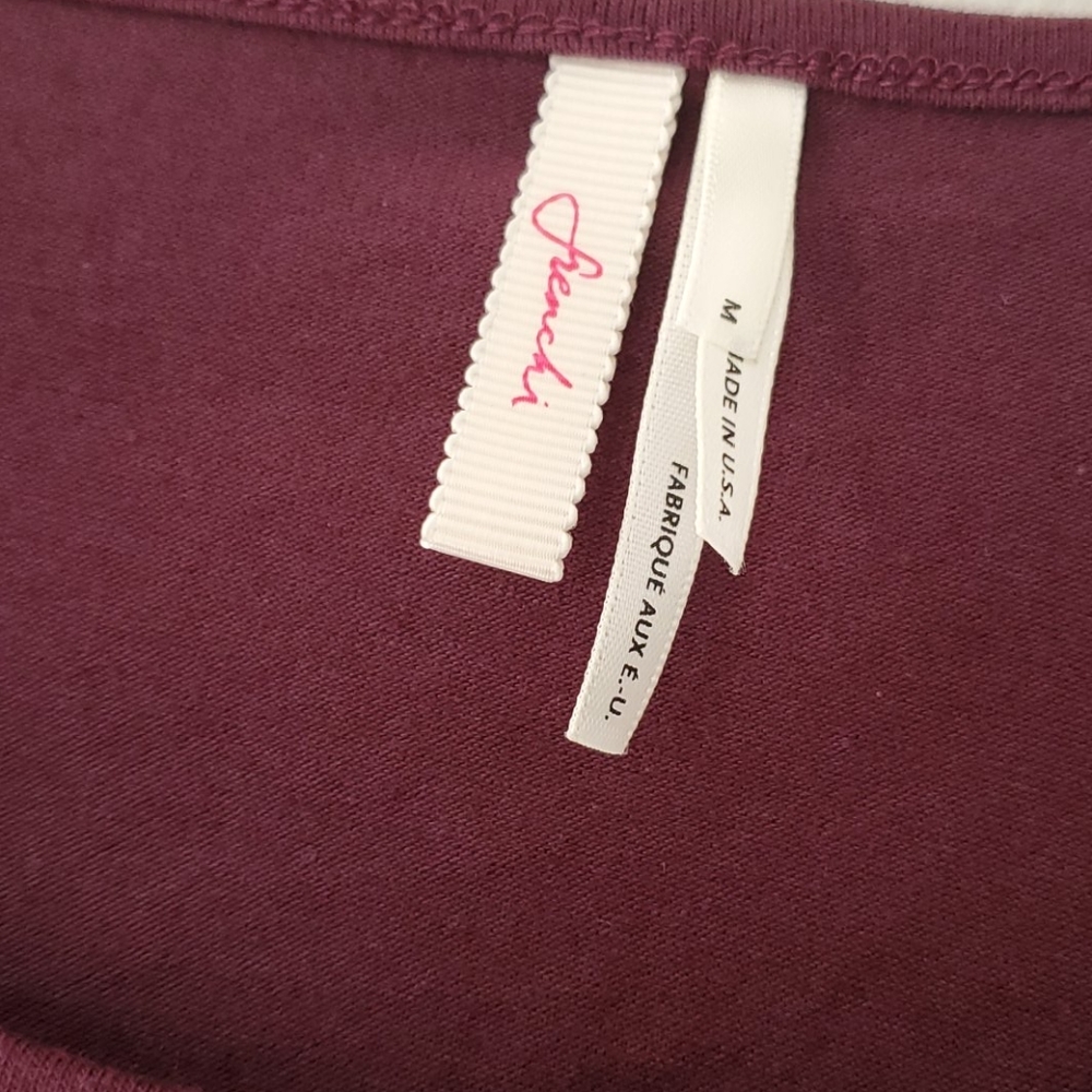 Frenchi 3/4 length sleeve top Wine - Picture 2 of 5